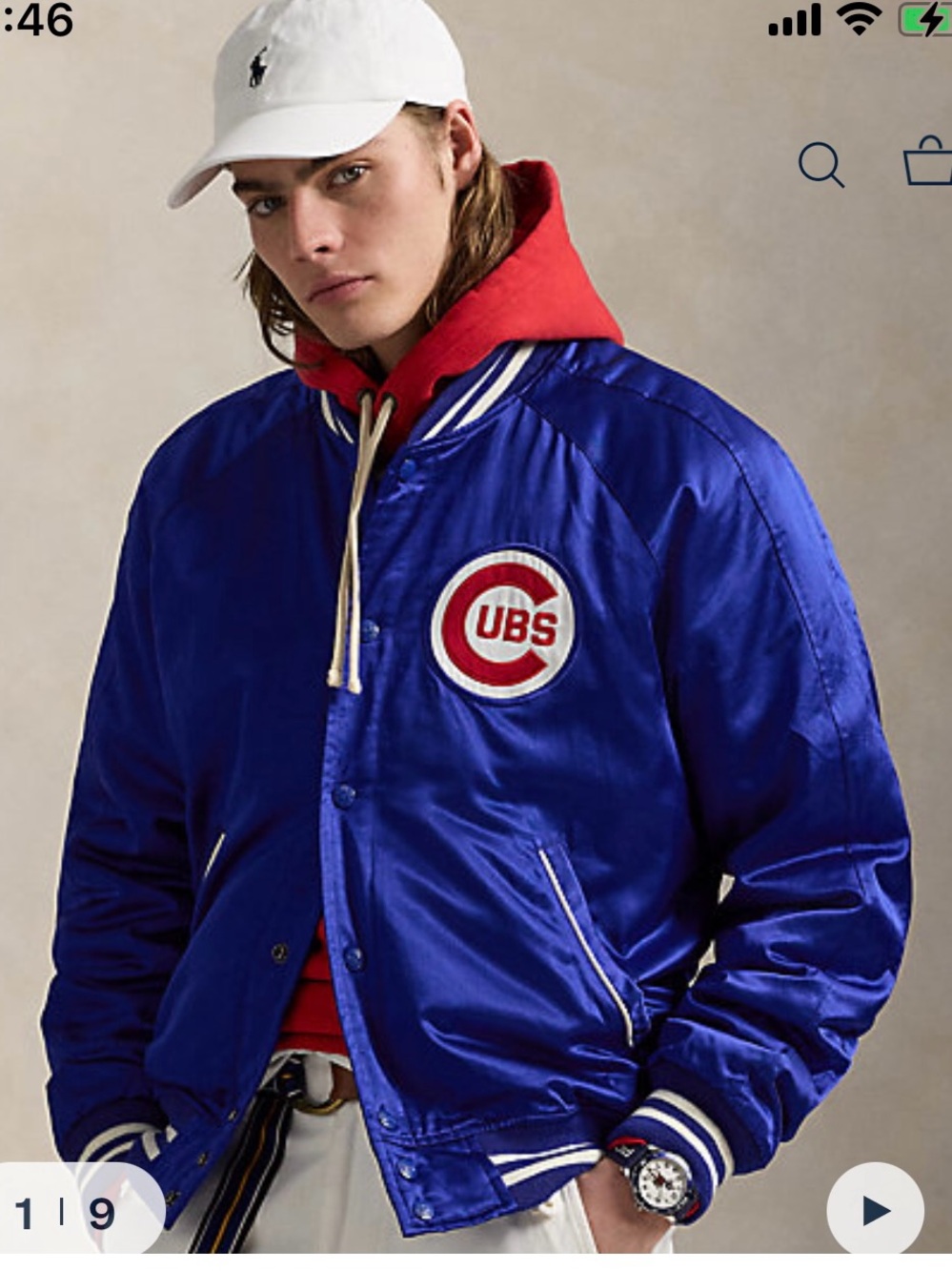 NWT Polo by Ralph Lauren Royal Blue Satin Cubs Bomber Jacket XXL